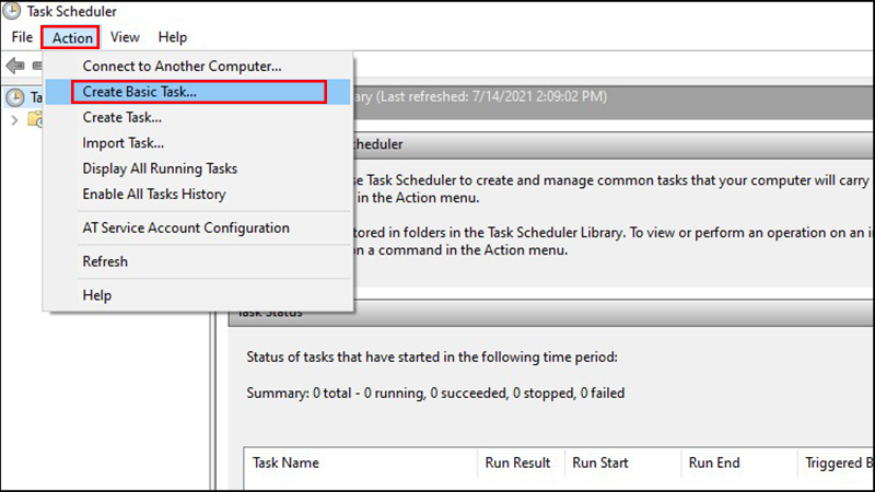 Giao diện Task Scheduler